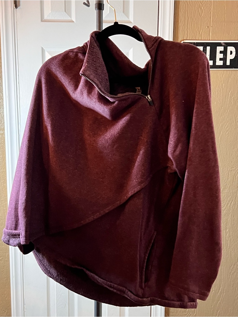 RBX Burgundy Asymmetrical Funnel Neck Pullover